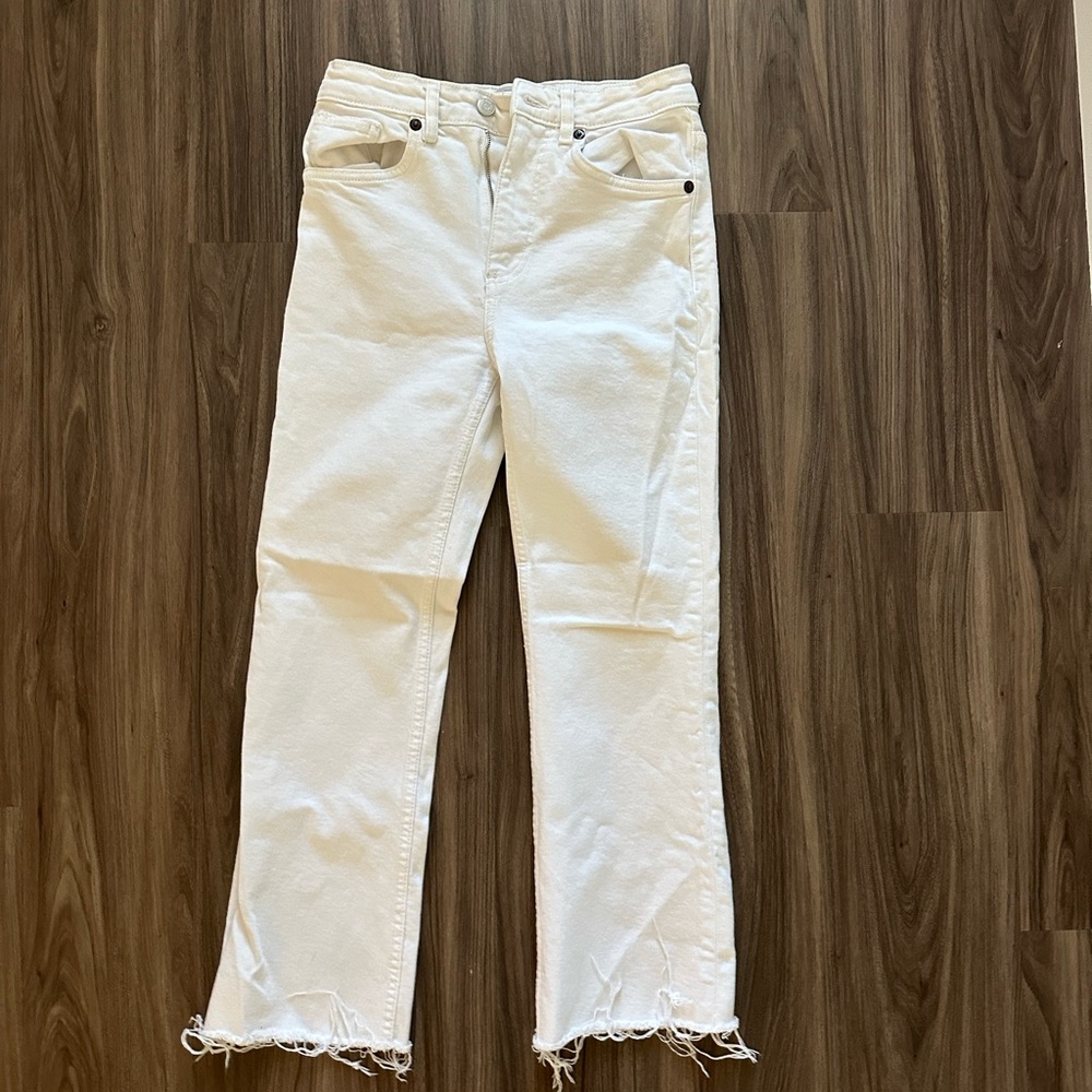 Zara Women's White Straight Leg Jeans
